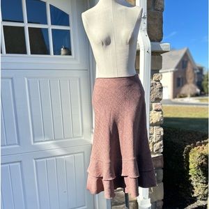 JASMINE PINK TWEED MIDI LAYERED RUFFLE SKIRT SMALL